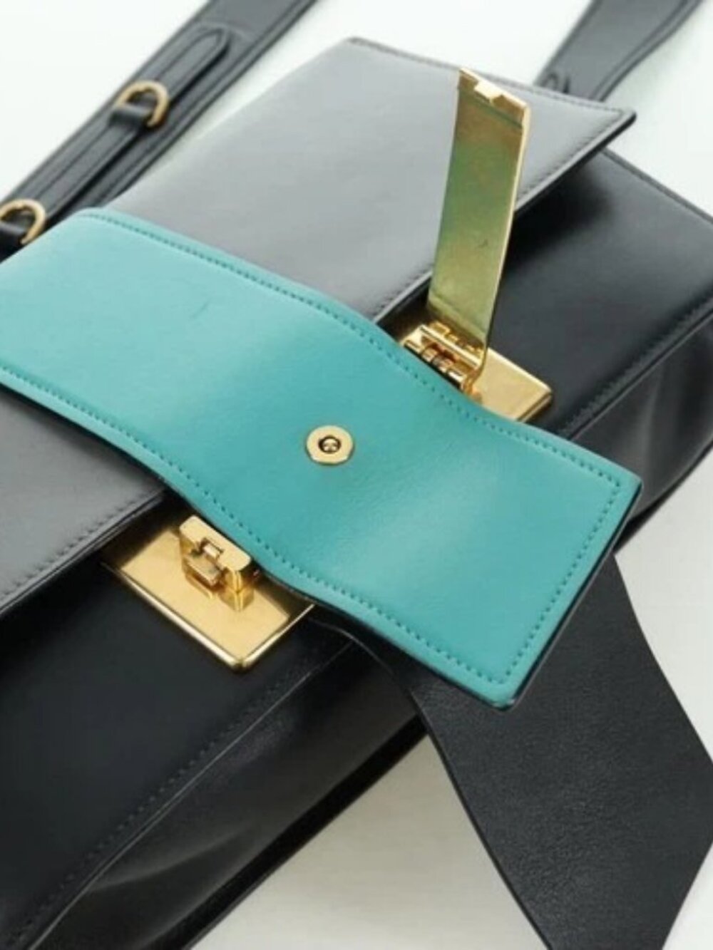 PRADA Shoulder Bag Leather Gray Gold Auth 173314V - Picture 14 of 16